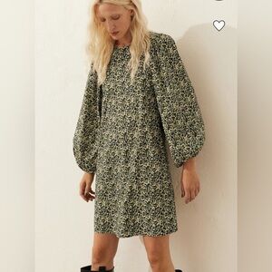 H&M Floral Print Puff Sleeve Shift Dress Sz Large
